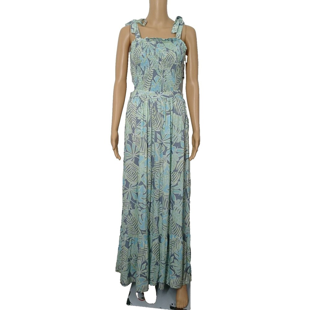 NWT Floral Maxi Dress Tube Smock Top Open Sides Beachy Boho Women's Size Large - Picture 4 of 13